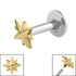 Titanium Internally Threaded Labrets 1.2mm - Steel Shiny 8 Point Star