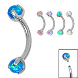 Titanium Internally Threaded Micro Curved Bar with Claw set  Opal Ball 1.2mm