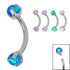 Titanium Internally Threaded Micro Curved Bar with Claw set  Opal Ball 1.2mm