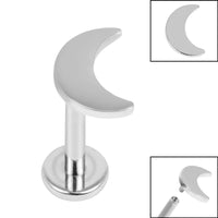 Titanium Internally Threaded Labrets 1.2mm - Titanium Crescent Moon