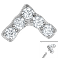 Titanium Claw Set Jewelled Chevron for Internal Thread shafts in 1.2mm