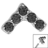 Titanium Claw Set Jewelled Chevron for Internal Thread shafts in 1.2mm