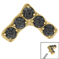 Titanium Claw Set Jewelled Chevron for Internal Thread shafts in 1.2mm