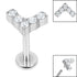 Titanium Internally Threaded Labrets 1.2mm - Titanium Claw Set Jewelled Chevron