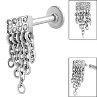 Titanium Internally Threaded Labrets 1.2mm - Steel Hammered Waterfall Chain