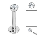 Titanium Internally Threaded Labrets 1.2mm - Titanium Jewelled Half Ball