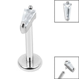 Titanium Internally Threaded Labrets 1.2mm - Steel Claw Set CZ Tapered Baguette