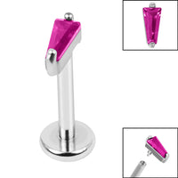 Titanium Internally Threaded Labrets 1.2mm - Steel Claw Set CZ Tapered Baguette