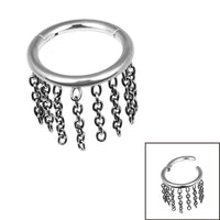 Titanium Fringe Chain Orbit  Hinged Clicker Ring