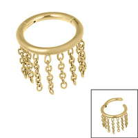 Titanium Fringe Chain Orbit  Hinged Clicker Ring