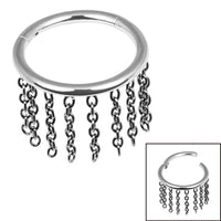 Titanium Fringe Chain Orbit  Hinged Clicker Ring