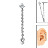 Steel Piercing Connection Chain with Drop Gem for Internal Thread shafts in 1.2mm