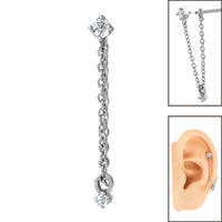 Steel Piercing Connection Chain with Drop Gem for Internal Thread shafts in 1.2mm