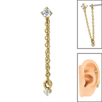 Steel Piercing Connection Chain with Drop Gem for Internal Thread shafts in 1.2mm