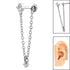 Titanium Internally Threaded Labrets 1.2mm - Steel Piercing Connection Chain with Drop Gem