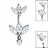 Belly Bar - Steel Internal Thread Claw Set 3 Jewelled Double Marquise Fan
