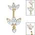 Belly Bar - Steel Internal Thread Claw Set 3 Jewelled Double Marquise Fan