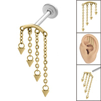 Titanium Internally Threaded Labrets 1.2mm - Steel 4 Cone Cascade Chain