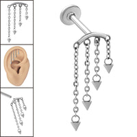 Titanium Internally Threaded Labrets 1.2mm - Steel 4 Cone Cascade Chain