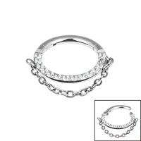 Titanium Pave Set Eternity Single Chain Hinged Clicker Ring