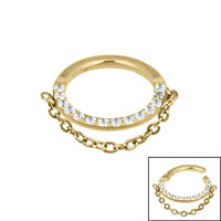 Titanium Pave Set Eternity Single Chain Hinged Clicker Ring