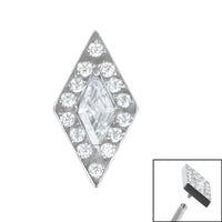 Titanium Jewelled Diamond Shaped Halo Top for Internal Thread shafts in 1.2mm