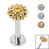 Titanium Internally Threaded Labrets 1.2mm - Steel Bezel Set Jewelled Sunflower