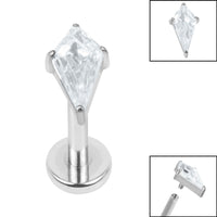 Titanium Internally Threaded Labrets 1.2mm - Titanium Claw Set Jewelled Kite Shape