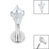 Titanium Internally Threaded Labrets 1.2mm - Titanium Claw Set Jewelled Kite Shape