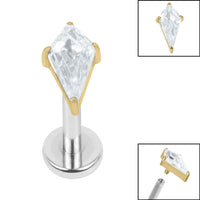 Titanium Internally Threaded Labrets 1.2mm - Titanium Claw Set Jewelled Kite Shape