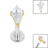 Titanium Internally Threaded Labrets 1.2mm - Titanium Claw Set Jewelled Kite Shape