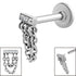 Titanium Internally Threaded Labrets 1.2mm - Steel 5 Jewelled Double Loop Chain Drop