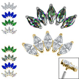 Titanium Claw Set 5 CZ Jewel Marquise Fan for Internal Thread shafts in 1.2mm
