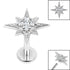 Titanium Internally Threaded Labrets 1.2mm - Steel Large Jewelled 8 Point Star