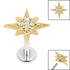 Titanium Internally Threaded Labrets 1.2mm - Steel Large Jewelled 8 Point Star