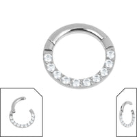 Titanium Pave Set Jewelled Eternity Hinged Clicker Ring