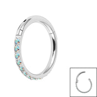 Titanium 1.2mm Pave Set Jewelled Edge Hinged Clicker Ring