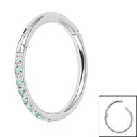 Titanium 1.2mm Pave Set Jewelled Edge Hinged Clicker Ring
