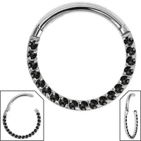 Titanium Pave Set Jewelled Eternity Hinged Clicker Ring