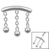 Titanium 3 Ball Chain Drop for Internal Thread shafts in 1.2mm
