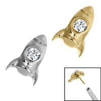 Titanium Threadless (Bend fit) Titanium Bezel Set Jewelled Rocket 