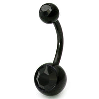 Black Titanium Double Jewelled Belly Bars