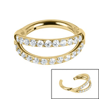 Titanium Double Jewelled Band Hinged Clicker Ring