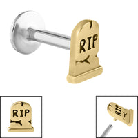 Titanium Internally Threaded Labrets 1.2mm - Steel RIP Headstone
