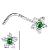 Steel Claw Set 5 Petal Jewelled Flower Nose Stud
