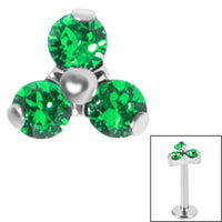 Titanium Claw Set CZ Jewelled Trinity for Internal Thread shafts in 1.2mm