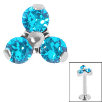 Titanium Claw Set CZ Jewelled Trinity for Internal Thread shafts in 1.2mm