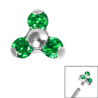 Titanium Claw Set CZ Jewelled Mini Trinity for Internal Thread shafts in 1.2mm