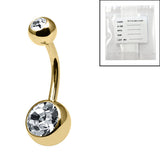 Sterile Gold Plated Titanium (PVD)Double Jewelled Belly Bar