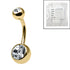 Sterile Gold Plated Titanium (PVD)Double Jewelled Belly Bar